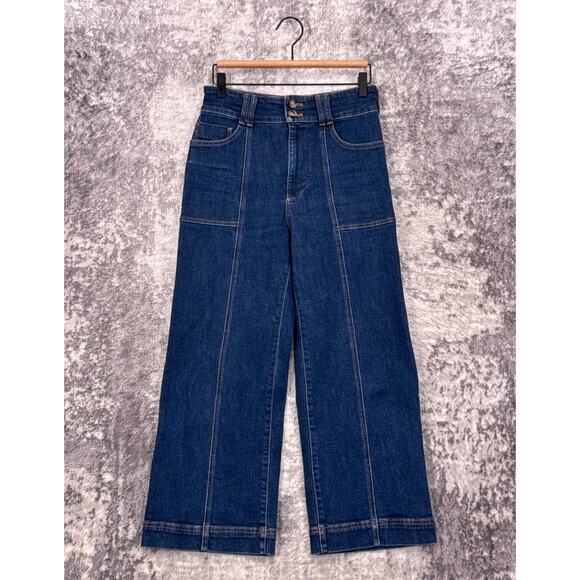 Anthropologie Jeans 27 Womens Pilcro The Skipper High Wide Crop Dark Denim - Picture 1 of 7